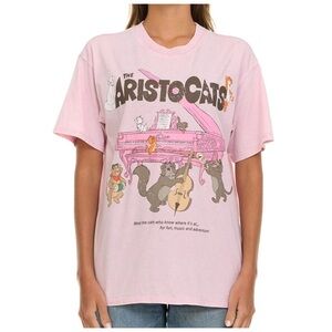 Disney Aristocats Pink Women's Character Retro Vintage Wash T-Shirt